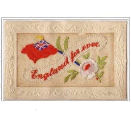 n°3904 - Carte Brodée - England for Ever - Drapeaux et rose