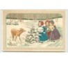 n°3944 - Carte Gaufrée - Fröhliche Weihnachten - Enfants et biche - Style Ebner
