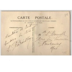 n°395 - Carte Brodée - Fleurs et pochette bleue