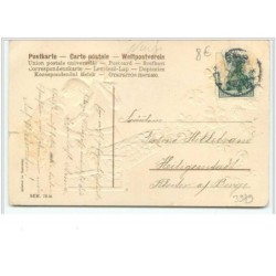 n°3979 - Carte Gaufrée - Herzlichen Glückwunsch zum neuen Jahre - Enfants allumant un canon à porte bonheur