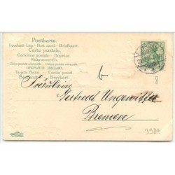 n°3980 - Carte Gaufrée - Glückliches Neujahr - Fillette avec un bouquet + teckel