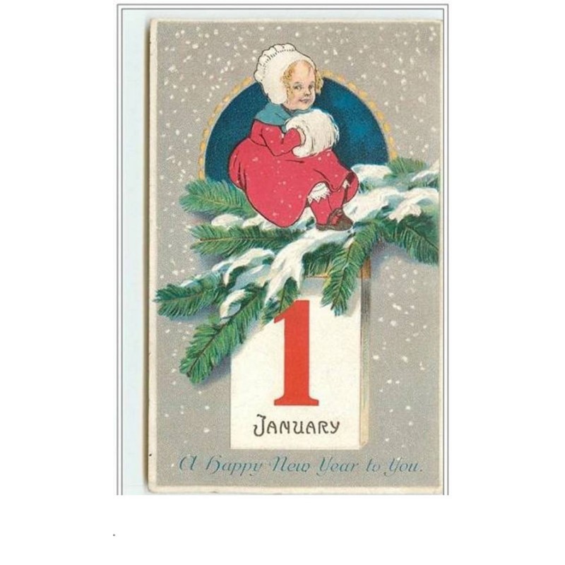 n°4036 - Carte Gaufrée - A Happy New Year to You - Fillette - Style Flatscher