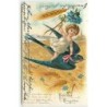 n°4042 - Fröhliche Pfingsten - Fillette volant sur une hirondelle