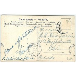 n°4064 - Illustrateur russe - Hommes sur une luge voulant éviter un lapin