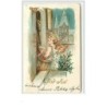 n°4136 - Carte légèrement Gaufrée - God Jul - Ange sonnant à une porte