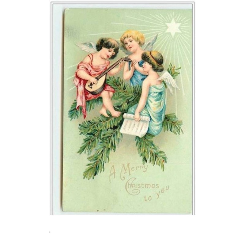 n°4137 - A Merry Christmas to you - Angelots chantant et jouant de la mandoline