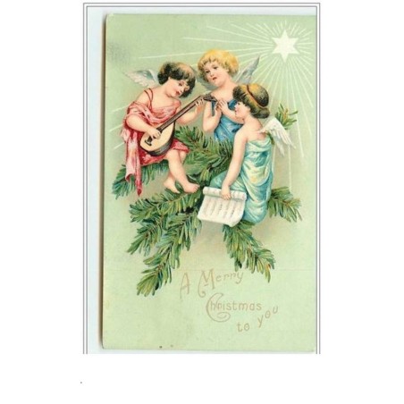 n°4137 - A Merry Christmas to you - Angelots chantant et jouant de la mandoline