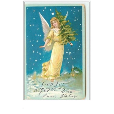 n°4144 - God Jul - Ange avec un sapin