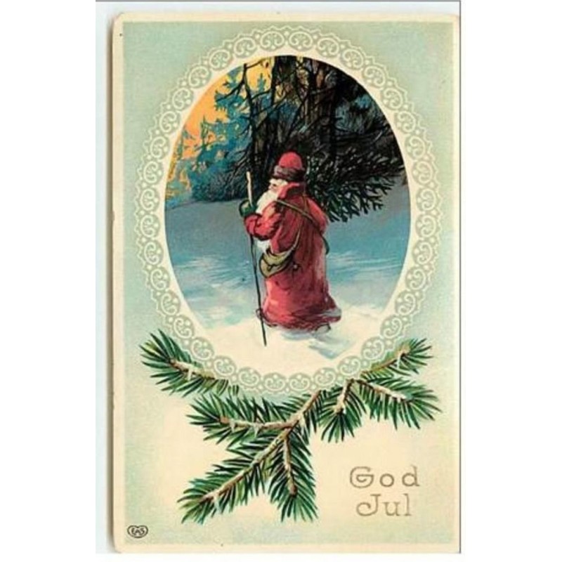 n°4192 - God Jul - Père Noël dans un médaillon