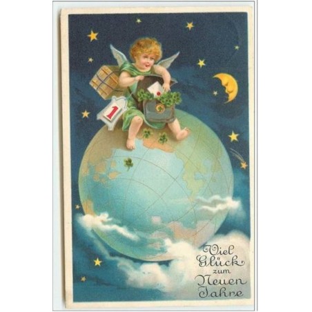 n°4193 - Viel Glück zum Neuen Jahre - Angelot sur un globe terrestre