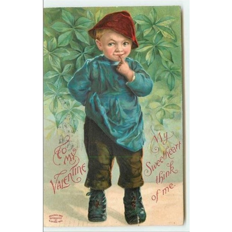 n°4286 - Carte Gaufrée - To my Valentine - Enfant avec un doigt à la bouche