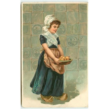 n°4292 - Carte Gaufrée - Jeune hollandaise avec un plateau de poires