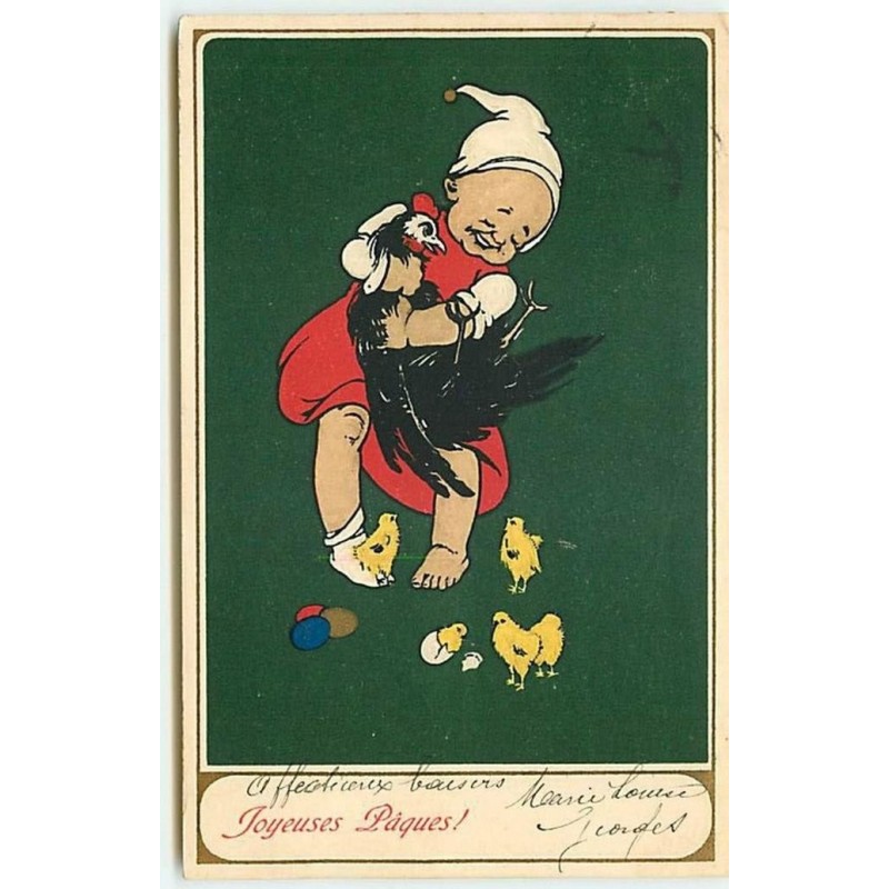 n°4298 - Joyeuses Pâques - MM Vienne n°219 - Enfant avec une poule noire
