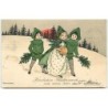 n°4336 - Florence Hardy - Enfants habillés de vert dans un paysage hivernal