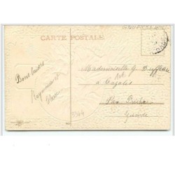 n°4344 - Carte Gaufrée - Heureux Noël - Angelot sur fond doré - Clapsaddle