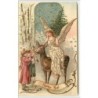 n°4346 - Carte Gaufrée - Heureux Noël - Ange sur une biche, enfants