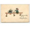 n°4356 - Carte Gaufrée - A Golden Wish for a Happy New Year - Enfants - Cloche