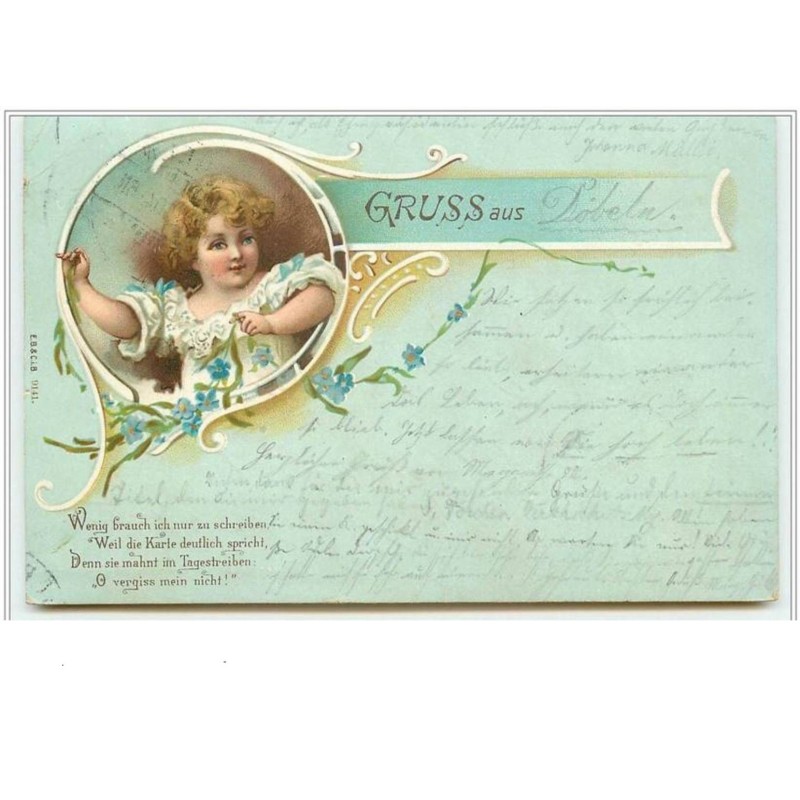 n°4382 - Gruss Aus - Visage d'enfant dans un médaillon