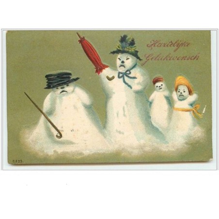 n°488 - Carte Gaufrée - Bonhommes de neige
