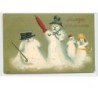 n°488 - Carte Gaufrée - Bonhommes de neige