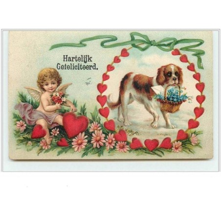 n°493 - Carte Gaufrée - Angelot et Saint Bernard
