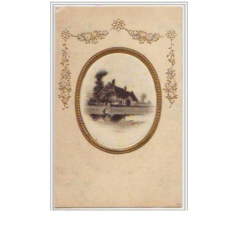 n°5013 - Carte Brodée - Tissée Soie - Paysage 2