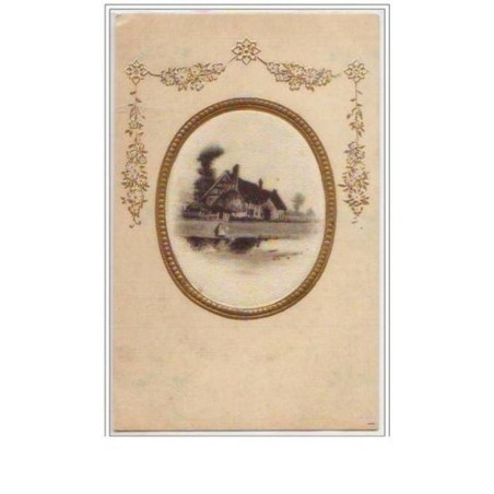n°5013 - Carte Brodée - Tissée Soie - Paysage 2