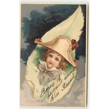 n°12100 - Portrait d'enfant dans une plume - Clapsaddle