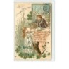 n°5032 - Carte Gaufrée - Bonne et Heureuse Année - Fillette montrant une corbeille de chatons - chat