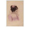 n°5062 - Carte Brodée - Tissée Soie - Portrait de Femme