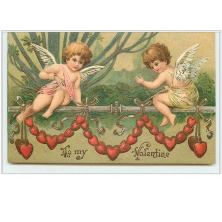 n°5083 - Carte Gaufrée - To my Valentine - Angelots sur une balustrade