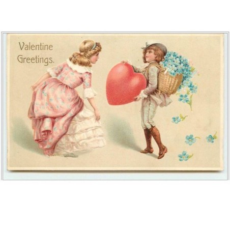 n°5084 - Carte Gaufrée - Valentine Greetings - Garçon présentant son coeur
