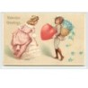 n°5084 - Carte Gaufrée - Valentine Greetings - Garçon présentant son coeur