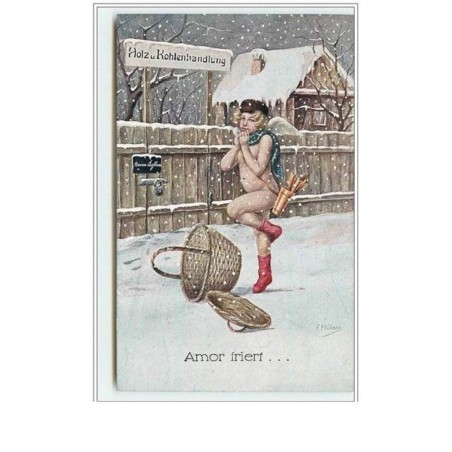 n°5090 - F. Hûbsch - Angelot ayant froid - Amor friert ...