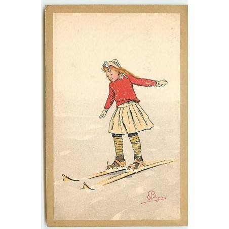 n°12110 - Pellegrini - Jeune fille sur des skis