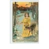 n°5131 - Ein frohes  Weihnachtfest - Angelot avec une biche dans la forêt