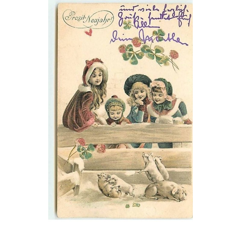 n°5136 - Prosit Neujahr - Enfants et cochons