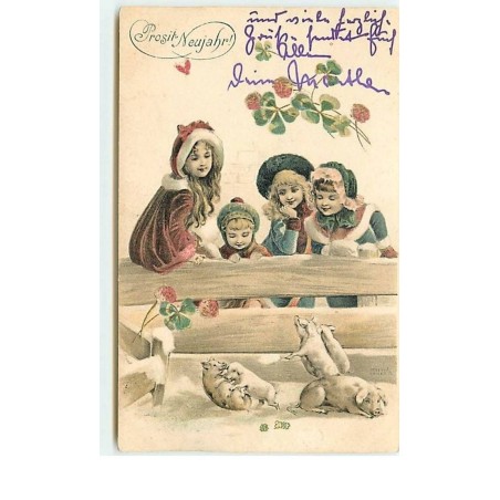 n°5136 - Prosit Neujahr - Enfants et cochons