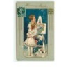 n°5140 - Carte Gaufrée - Heureuse Année -Enfants peignant des trèfles
