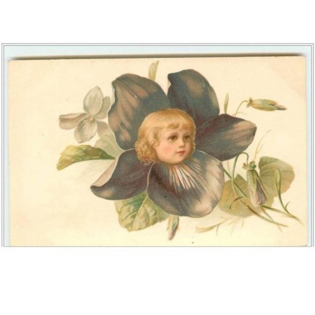n°5146 - Surréalisme - Visage d'enfant dans une viollette