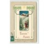 n°5189 - Carte Gaufrée - Bonne Année - Père Noël dans un paysage hivernal