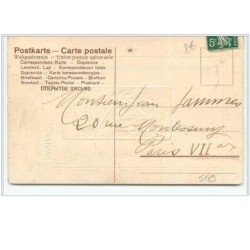 n°5189 - Carte Gaufrée - Bonne Année - Père Noël dans un paysage hivernal