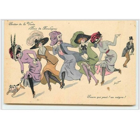 n°5222 - Xavier Sager - Sentier de Vertu (Bois de Boulogne) - Sauve qui peut ! un satyre ! bouledogue