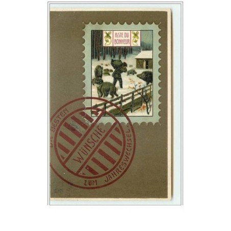 n°5233 - Carte Gaufrée - Poste du Bonheur - Représentation de timbre - sanglier