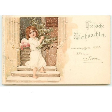 n°12122 - Fröhliche Weihnachten - Ange apportant un sapin - MSM