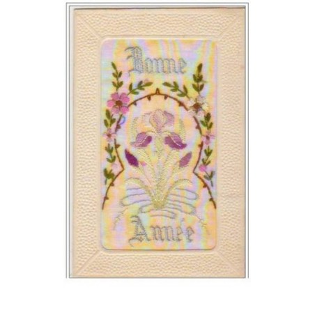 n°5257 - Carte Brodée - Bonne Année - Iris
