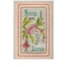 n°5259 - Carte Brodée - Bonne Année - Fleurs roses