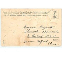 n°12123 - Carte Gaufrée - Nouvelle Année - Garçon au sommet d'un toit