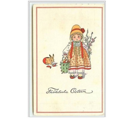 n°532 - Fröhliche Ostern - Fillette avec des oeufs - Style Ebner
