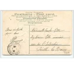 n°5329 - Carte Gaufrée - Heureuse Année - Angelot avec une corne d'abondance de Myosotis